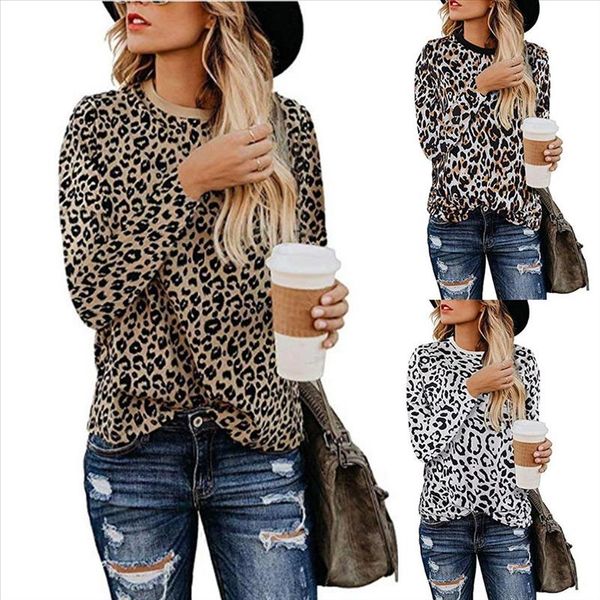 female cotton blend t shirt autumn fashion casual women leopard print round neck long sleeve for women clothes, White
female cotton blend t shirt autumn fashion casual women leopard print round neck long sleeve for women clothes, White