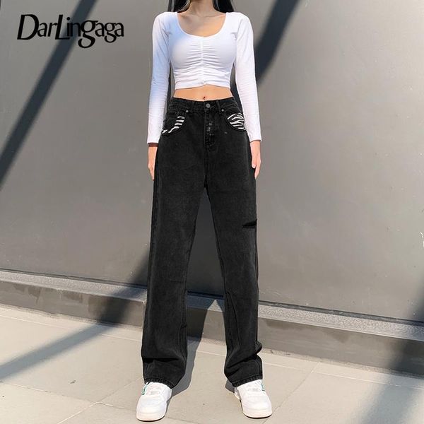 women's jeans darlingaga streetwear straight baggy black high waist hole ripped denim woman pants casual harajuku boyfriend bottom, Blue
women's jeans darlingaga streetwear straight baggy black high waist hole ripped denim woman pants casual harajuku boyfriend bottom, Blue