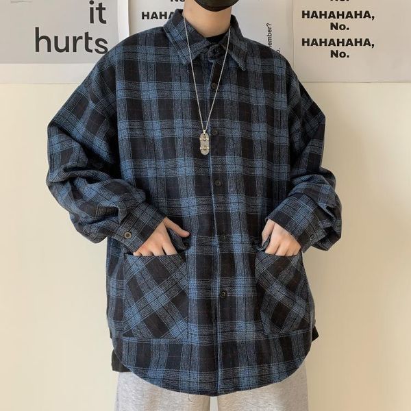 spring korean pocket men shirt plaid button loose blue cotton shirt men casual camisa cuadros mujer party mens clothing mm60ncs, White;black
spring korean pocket men shirt plaid button loose blue cotton shirt men casual camisa cuadros mujer party mens clothing mm60ncs, White;black