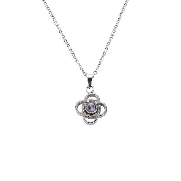simple diamond four-leaf clover necklace in 100 languages, i love you clavicle chain female wobbler pendant, Silver
simple diamond four-leaf clover necklace in 100 languages, i love you clavicle chain female wobbler pendant, Silver
