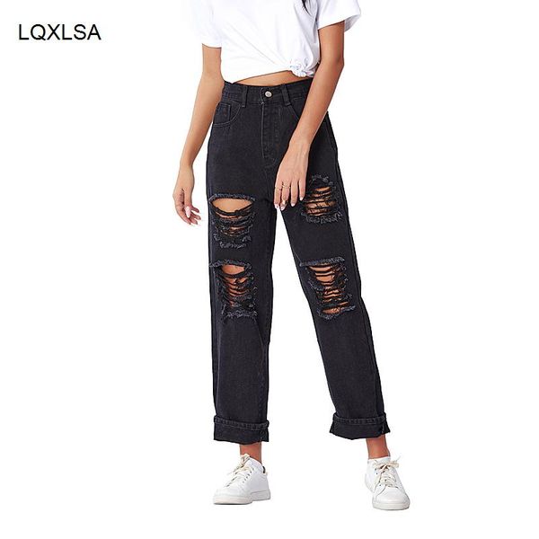 women's jeans punk style black high waist hole ripped streetwear baggy pants denim long trousers boyfriend woman bottom, Blue
women's jeans punk style black high waist hole ripped streetwear baggy pants denim long trousers boyfriend woman bottom, Blue