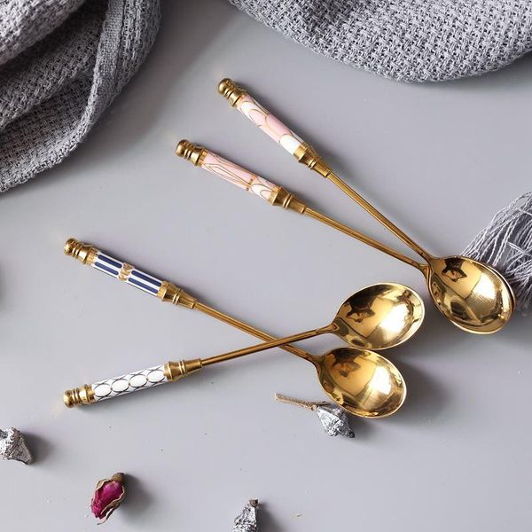 spoons chic stainless steel stirring ceramic handle ice cream coffee dessert spoon dore royal cake honey tableware tools
spoons chic stainless steel stirring ceramic handle ice cream coffee dessert spoon dore royal cake honey tableware tools