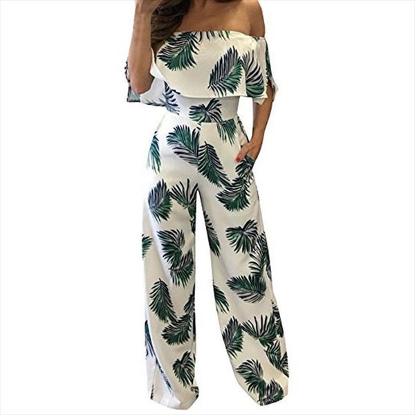 leaf print jumpsuit women strapless rompers beach bohemian jumpsuits off shoulder wide long pants female overall, Black;white
leaf print jumpsuit women strapless rompers beach bohemian jumpsuits off shoulder wide long pants female overall, Black;white