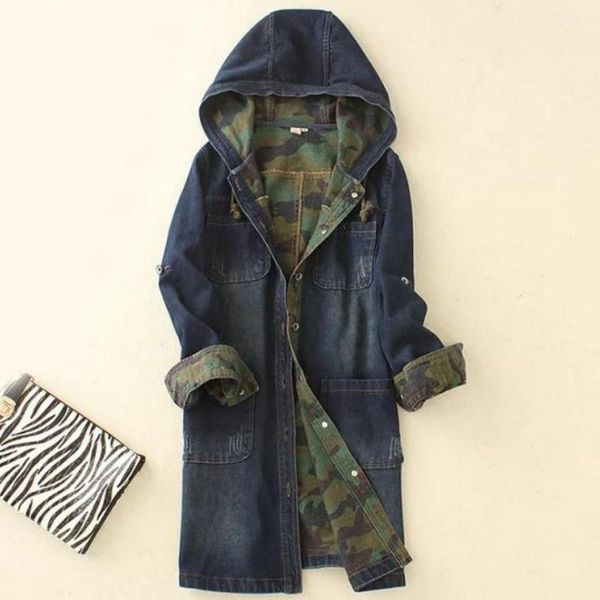 spring autumn new camouflage hooded denim jacket long sleeve casual jeans coat women jackets, Tan;black
spring autumn new camouflage hooded denim jacket long sleeve casual jeans coat women jackets, Tan;black