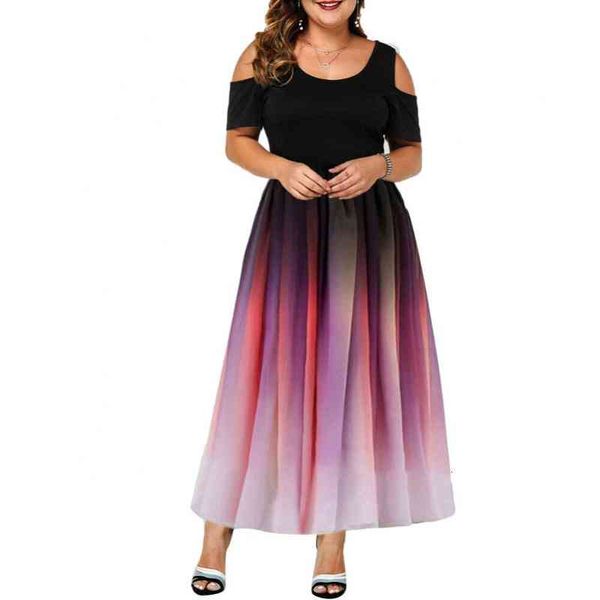 women fashion dresses o neck cold shoulder gradient print waist tight long party plus size dresses, Black;gray
women fashion dresses o neck cold shoulder gradient print waist tight long party plus size dresses, Black;gray