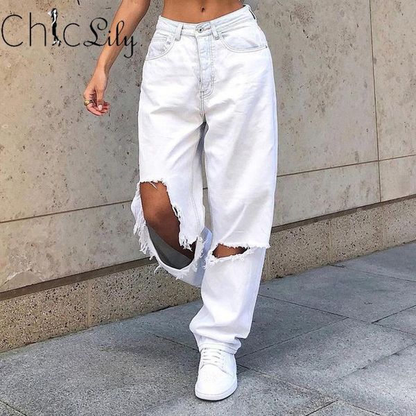 chiclily white big hole vintage denim jeans casual full length ripped straight leg pants boyfriend jeans for women, Blue
chiclily white big hole vintage denim jeans casual full length ripped straight leg pants boyfriend jeans for women, Blue