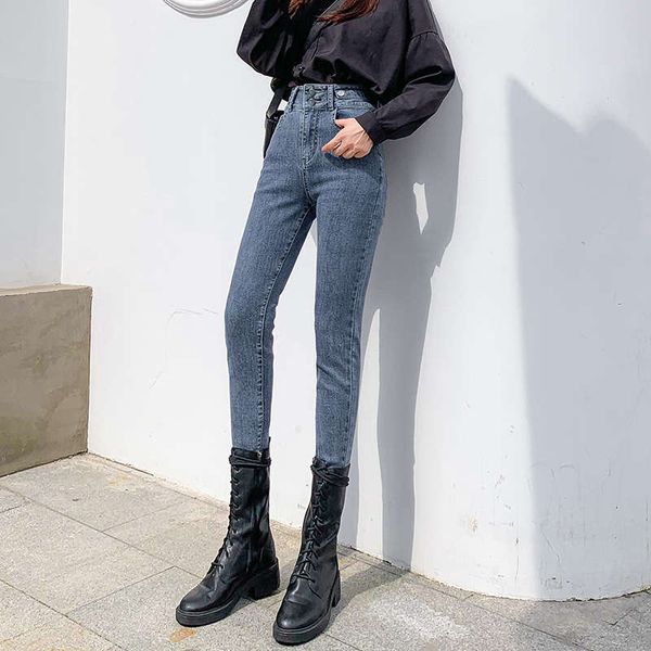 new net red plush jeans in autumn winter 2020 women's korean version shows thin high waist and small leg pants, Blue
new net red plush jeans in autumn winter 2020 women's korean version shows thin high waist and small leg pants, Blue