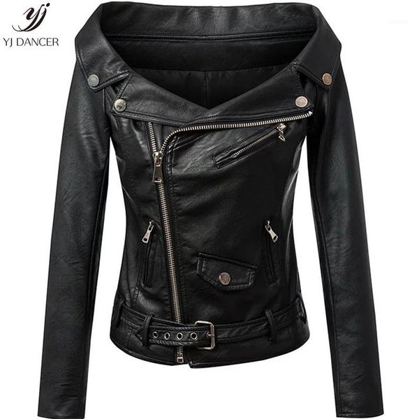 2018 fashion new autumn women's zipper word collar off-the-shoulder fashion leather jacket female coat hjb2161, Black
2018 fashion new autumn women's zipper word collar off-the-shoulder fashion leather jacket female coat hjb2161, Black