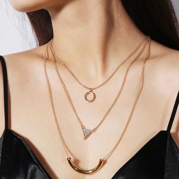 chains european triangle pendant multi-layers necklaces for women rhinestone carved retro geometric neck jewelry nt133, Silver
chains european triangle pendant multi-layers necklaces for women rhinestone carved retro geometric neck jewelry nt133, Silver