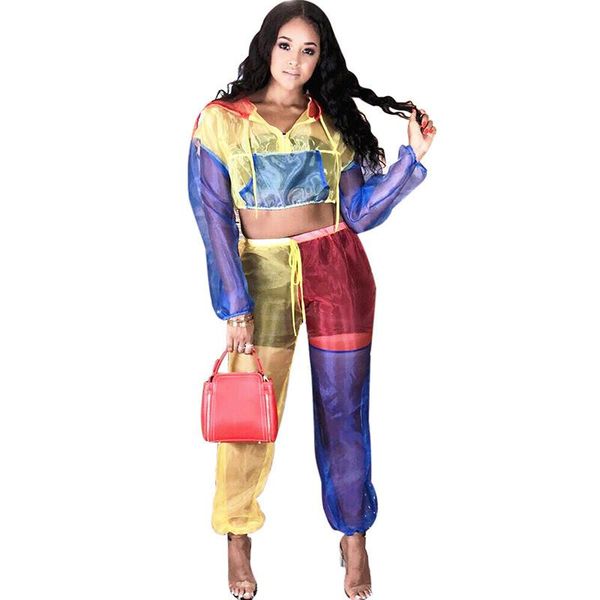 fashion colorful patchwork two piece sets women autumn sheer long sleeve hooded crop + harem pants club matching set outfits, Gray
fashion colorful patchwork two piece sets women autumn sheer long sleeve hooded crop + harem pants club matching set outfits, Gray