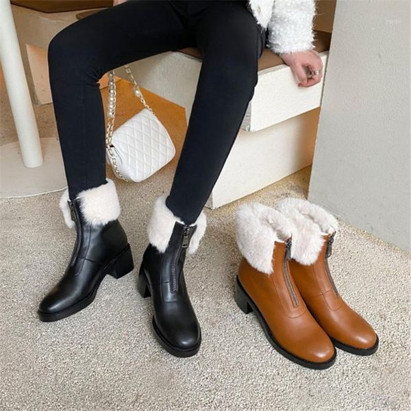 boots pxelena 2021 winter luxury wool fur snow women genuine leather front zipper chunky block high heels warm thick plush shoes1, Black
boots pxelena 2021 winter luxury wool fur snow women genuine leather front zipper chunky block high heels warm thick plush shoes1, Black