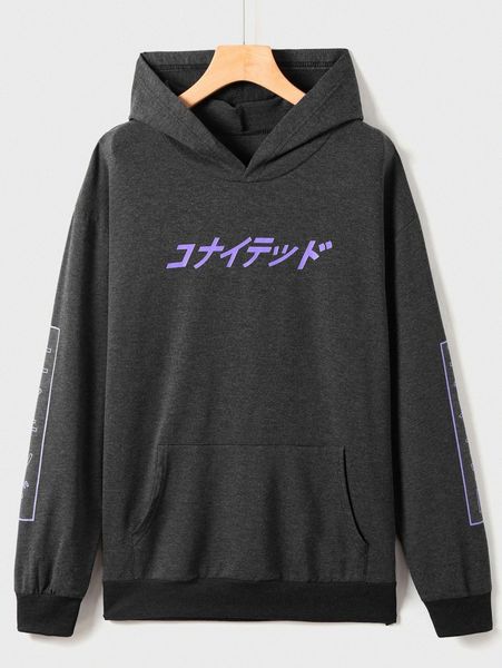 men japanese letter print hoodie 21zs#, Black
men japanese letter print hoodie 21zs#, Black