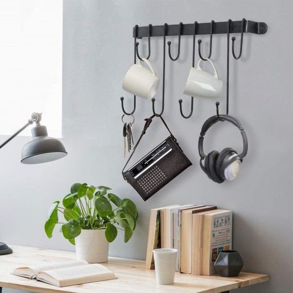 hooks & rails 16inch iron wire hand forged wall mounted coffee mug rack 8 space saving heavy duty kitchen storage holder
hooks & rails 16inch iron wire hand forged wall mounted coffee mug rack 8 space saving heavy duty kitchen storage holder