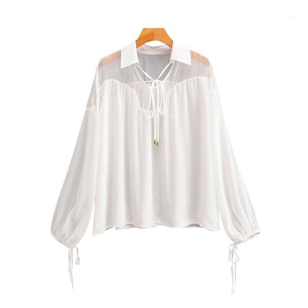 women 2020 fashion see through patchwork loose blouses vintage tied v neck long sleeve female shirts blusas chic 1, White
women 2020 fashion see through patchwork loose blouses vintage tied v neck long sleeve female shirts blusas chic 1, White