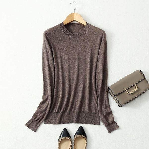 women's 85% silk 15% cashmere round neck everyday long sleeve pullover sweater shirt jn541, White;black