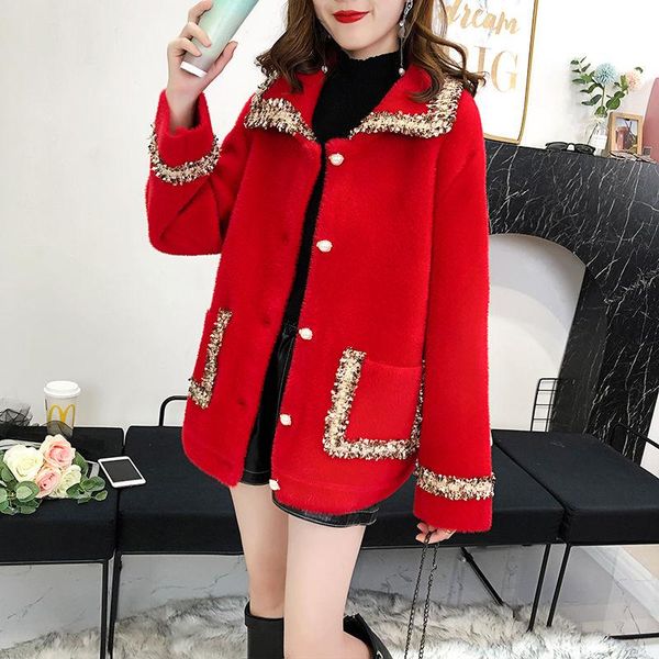 women's jackets spring korean mink fleece jacket women vintage elegant spliced tassel long sleeve lapel coat fashion chic sweet outerwe, Black;brown
women's jackets spring korean mink fleece jacket women vintage elegant spliced tassel long sleeve lapel coat fashion chic sweet outerwe, Black;brown