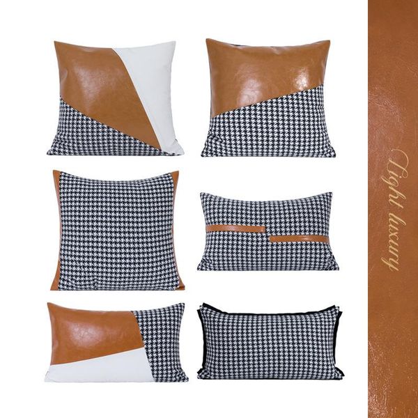 cushion/decorative pillow 50x30/45x45cm light luxury pu leather cushion cover pillowcase houndstooth patchwork backrest sofa decor
cushion/decorative pillow 50x30/45x45cm light luxury pu leather cushion cover pillowcase houndstooth patchwork backrest sofa decor