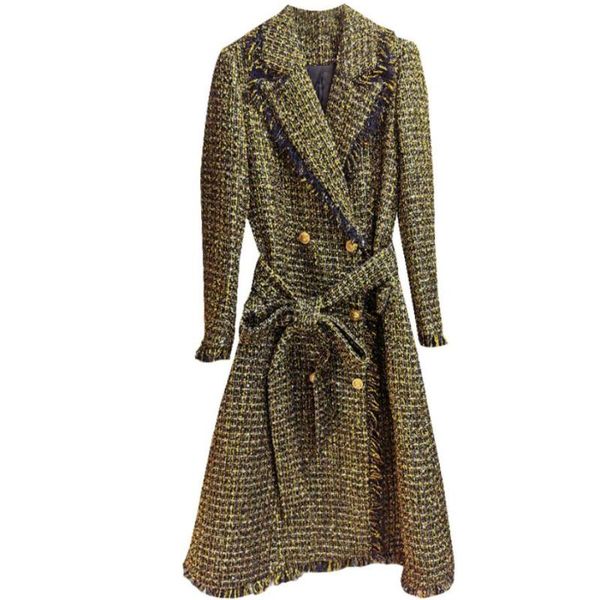 french vintage weave woolen coat women autumn winter small fragrance tweed gold double breasted long overcoat, Black
french vintage weave woolen coat women autumn winter small fragrance tweed gold double breasted long overcoat, Black