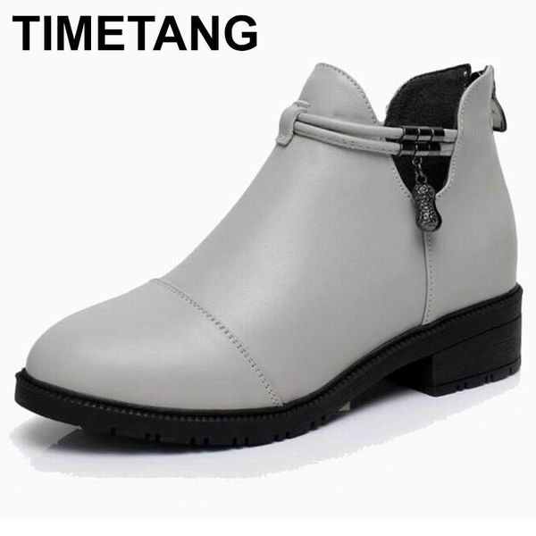 timetang fashion women mar boots autumn winter boots med heel ankle genuine leather thin plush women shoes, Black
timetang fashion women mar boots autumn winter boots med heel ankle genuine leather thin plush women shoes, Black