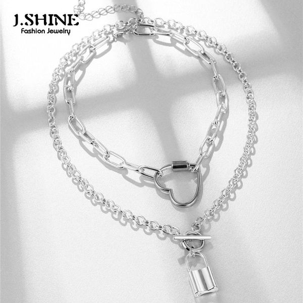 chains jshine 2pcs/set metal trendy double-layer silver color heart-shaped ot bar padlock pendant necklace choker chain fashion jewelry
chains jshine 2pcs/set metal trendy double-layer silver color heart-shaped ot bar padlock pendant necklace choker chain fashion jewelry