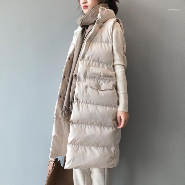 2019 women sleeveless long vests 3 colors autumn/winter single breasted streetwear warm outwear coat female waistcoat1, Black;white
2019 women sleeveless long vests 3 colors autumn/winter single breasted streetwear warm outwear coat female waistcoat1, Black;white