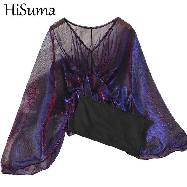 hisuma summer women v-neck pullover batwing sleeve basic chic shirt lady elastic slim waist bling mesh gauze ruffles blouse, White
hisuma summer women v-neck pullover batwing sleeve basic chic shirt lady elastic slim waist bling mesh gauze ruffles blouse, White