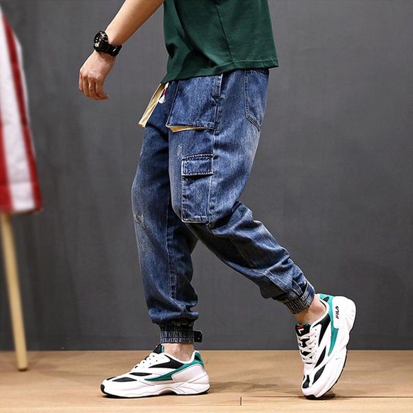 men's jeans streetwear men fashion loose fit vintage harem pants multi pockets denim cargo slack bottom hip hop jogger, Blue
men's jeans streetwear men fashion loose fit vintage harem pants multi pockets denim cargo slack bottom hip hop jogger, Blue