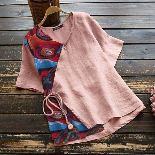 women's blouses & shirts tunic summer zanzea 2021 elegant floral blouse casual printed female o neck blusas chemise plus size, White
women's blouses & shirts tunic summer zanzea 2021 elegant floral blouse casual printed female o neck blusas chemise plus size, White