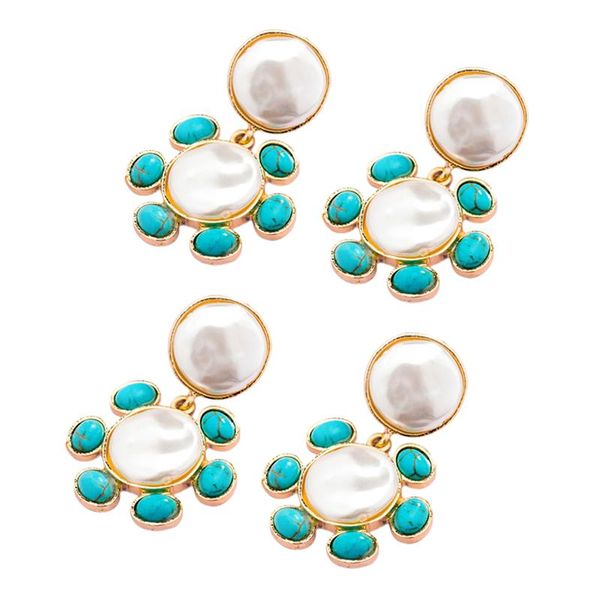 women's turquoise earrings fashion flower shape earrings beautiful and durable 2 pairs, Golden;silver
women's turquoise earrings fashion flower shape earrings beautiful and durable 2 pairs, Golden;silver