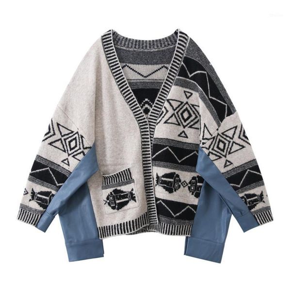 women's knits & tees vintage leather stitching women sweater coat 2021 spring wild ladies sweaters fashion casual korean style female1, White
women's knits & tees vintage leather stitching women sweater coat 2021 spring wild ladies sweaters fashion casual korean style female1, White