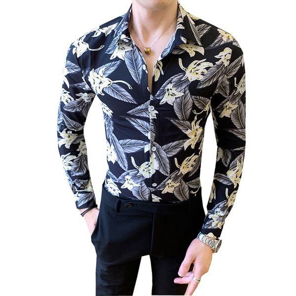 social youth new men's slim fit long sleeve leaves printed shirt spring autumn business man party nightclub clothing blouses c1212, White;black
social youth new men's slim fit long sleeve leaves printed shirt spring autumn business man party nightclub clothing blouses c1212, White;black