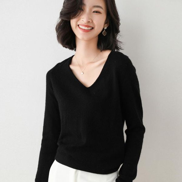 women's sweaters sweater large long sleeve t-shirt autumn wear loose v-neck bottom top, White;black
women's sweaters sweater large long sleeve t-shirt autumn wear loose v-neck bottom top, White;black