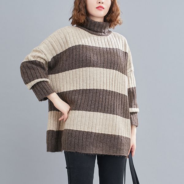 superaen autumn and winter new striped turtleneck loose all match casual sweater women h1211, White;black
superaen autumn and winter new striped turtleneck loose all match casual sweater women h1211, White;black