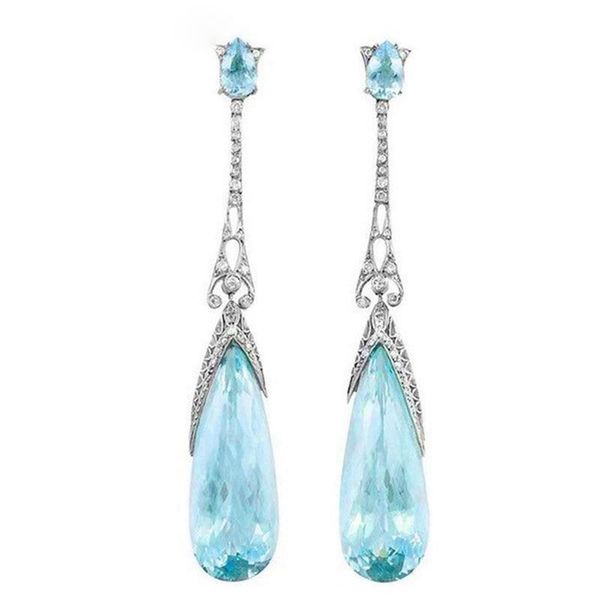 fashion simple blue stone drop earrings white crystal silver color for women party gift jewelry dangle & chandelier 
fashion simple blue stone drop earrings white crystal silver color for women party gift jewelry dangle & chandelier