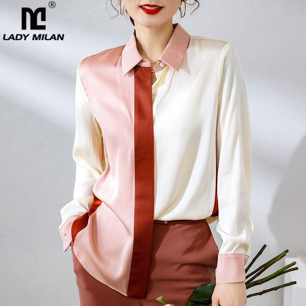 95% silk 5% spandex women's shirt turn down collar long sleeves elegant color block fashion casual blouse camisas, White
95% silk 5% spandex women's shirt turn down collar long sleeves elegant color block fashion casual blouse camisas, White