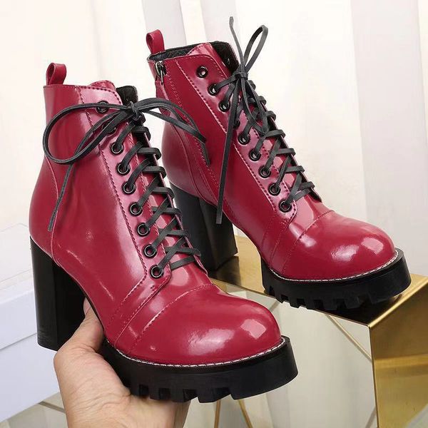 designer womens boots luxury red patent leather lace-up side zipper round head high heel boots with box size 35-42, Black
designer womens boots luxury red patent leather lace-up side zipper round head high heel boots with box size 35-42, Black