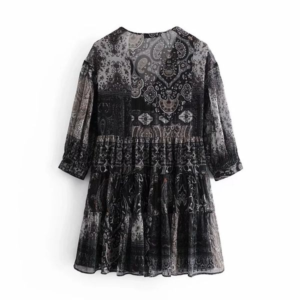 new vintage black print mini woman 2021 fashion ruffle v neck chiffon short dresses women spring chic casual dress 3xhq, Black;gray
new vintage black print mini woman 2021 fashion ruffle v neck chiffon short dresses women spring chic casual dress 3xhq, Black;gray