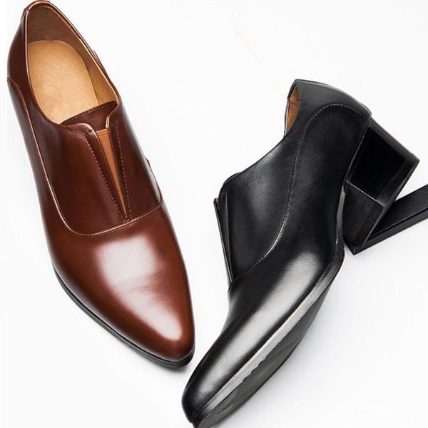 high heels genuine leather dress men shoes business casual height increase shoes man career work pointed toe slip-on men's, Black
high heels genuine leather dress men shoes business casual height increase shoes man career work pointed toe slip-on men's, Black