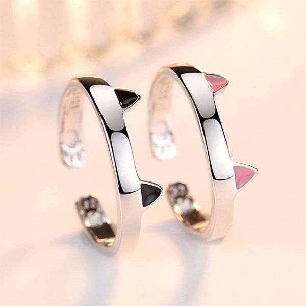 cluster rings 925 sterling silver black pink cat ear ring animal open finger for party jewelry drophipping s-r365, Golden;silver
cluster rings 925 sterling silver black pink cat ear ring animal open finger for party jewelry drophipping s-r365, Golden;silver