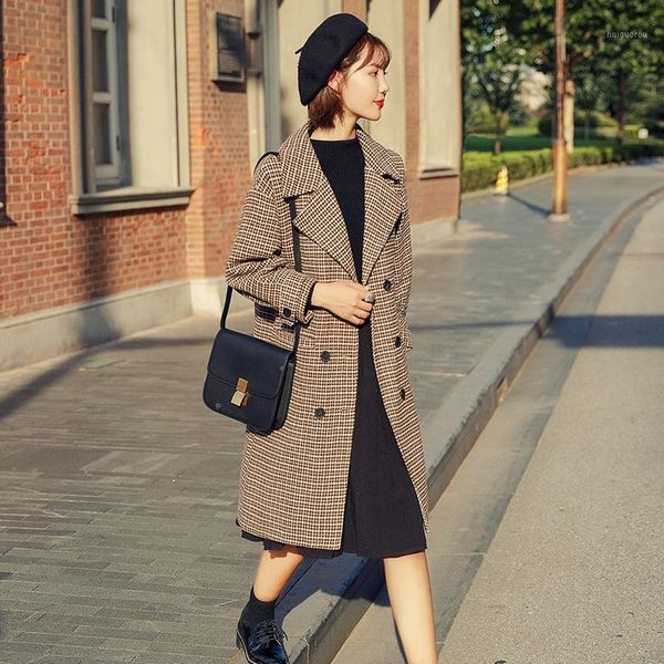 new loose long wool blend ladies coat double breasted plaid women's jacket turn-down collar korean womens fashion coat1, Black
new loose long wool blend ladies coat double breasted plaid women's jacket turn-down collar korean womens fashion coat1, Black
