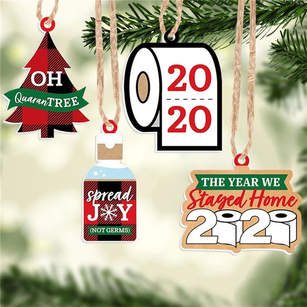 Christmas Decoration Ornaments Paper Pendent Toilet Paper 2020 2021 Letters Ornament Xmas Party Pendants Hanging Toys Party Favors E111705