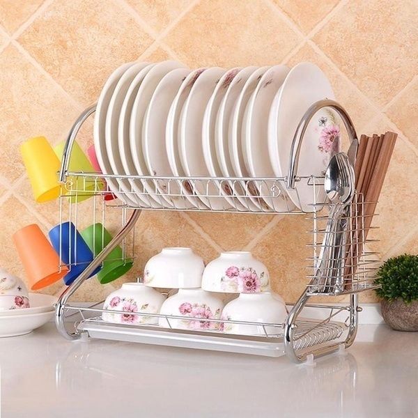 multifunctional silver s-shaped double layer dishes chopsticks spoon storage rack home dishes drainer metal dish drainer
multifunctional silver s-shaped double layer dishes chopsticks spoon storage rack home dishes drainer metal dish drainer