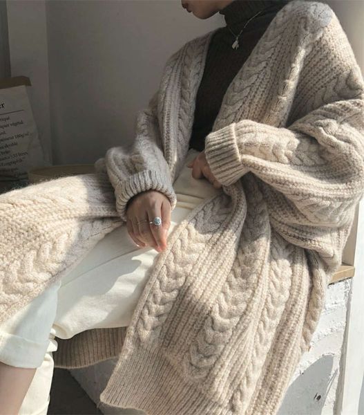 2020 autumn new korean version mid lazy style long sleeve sweater loose outside knitted cardigan coat women's thick, White;black
2020 autumn new korean version mid lazy style long sleeve sweater loose outside knitted cardigan coat women's thick, White;black