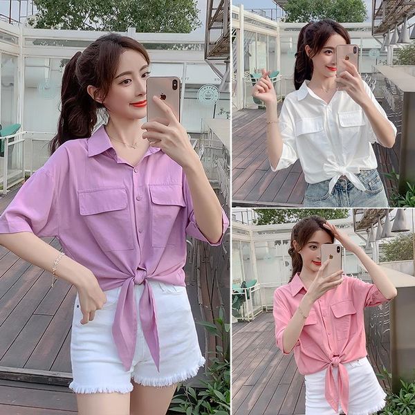 women's blouses & shirts fashion summer tie front button up purple collared shirt solid loose casual short sleeve white collar women to
women's blouses & shirts fashion summer tie front button up purple collared shirt solid loose casual short sleeve white collar women to