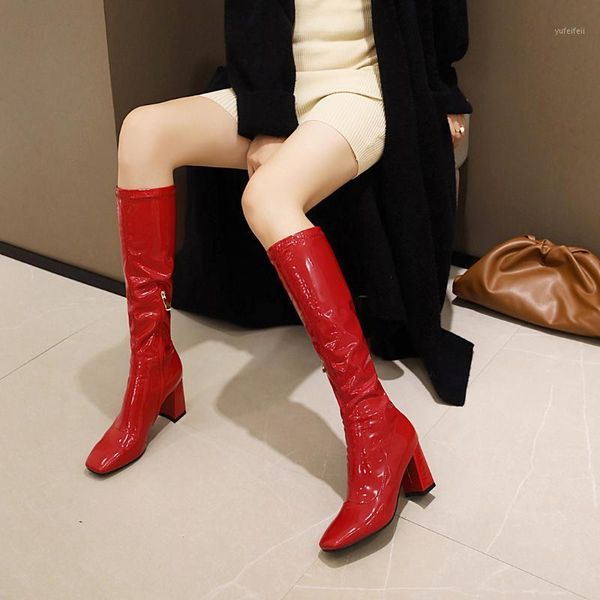 nightclub stretch patent leather knee-length boots thick heel high heel women's shoes square toe slim bright leather boots1, Black
nightclub stretch patent leather knee-length boots thick heel high heel women's shoes square toe slim bright leather boots1, Black