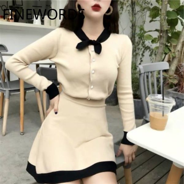 finewords vintage 2 piece set women knitted dress elegant beige autumn knitting sets long sleeve winter korean women clothes 201110, Black;gray
finewords vintage 2 piece set women knitted dress elegant beige autumn knitting sets long sleeve winter korean women clothes 201110, Black;gray