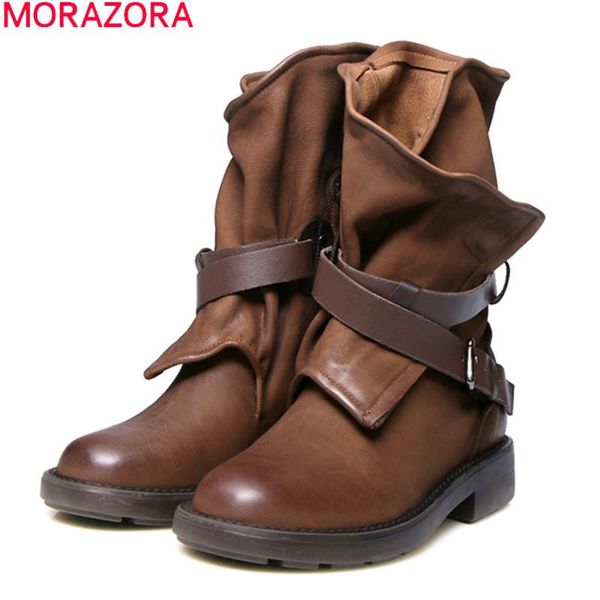 morazora 2020 big size 34-42 new arrive genuine leather classic women boots low heel round toe buckle ankle boots black brown
morazora 2020 big size 34-42 new arrive genuine leather classic women boots low heel round toe buckle ankle boots black brown