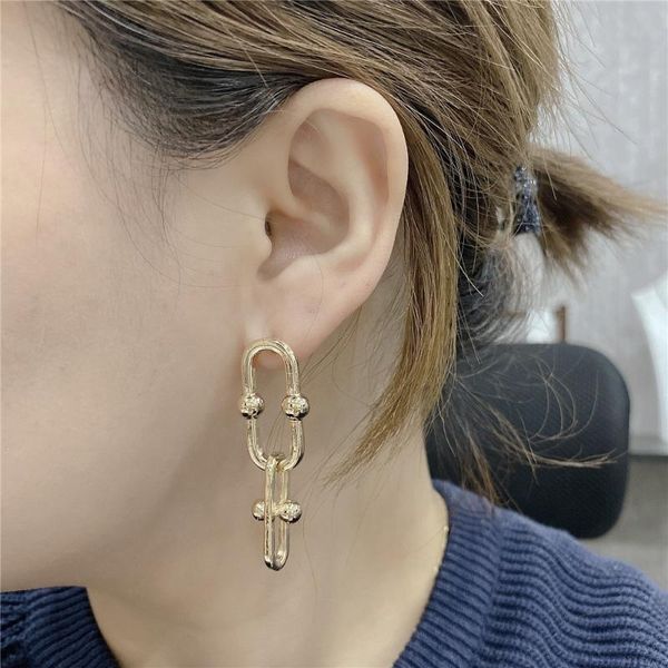 trendy gold color ball at side special chain linked drop earrings for women girl modern runway show gift unique jewelry, Silver
trendy gold color ball at side special chain linked drop earrings for women girl modern runway show gift unique jewelry, Silver
