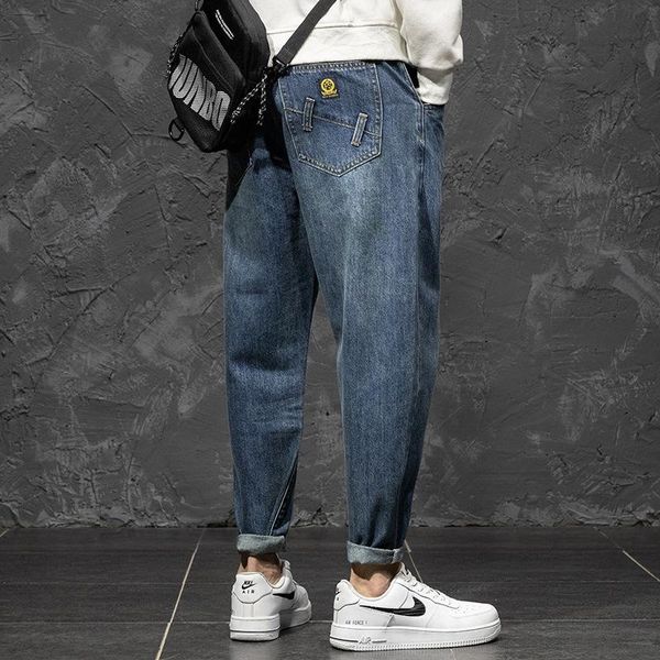 men's jeans fall loose straight all-matching retro cropped trendy brand korean style trendy wide leg casual long pants, Blue
men's jeans fall loose straight all-matching retro cropped trendy brand korean style trendy wide leg casual long pants, Blue