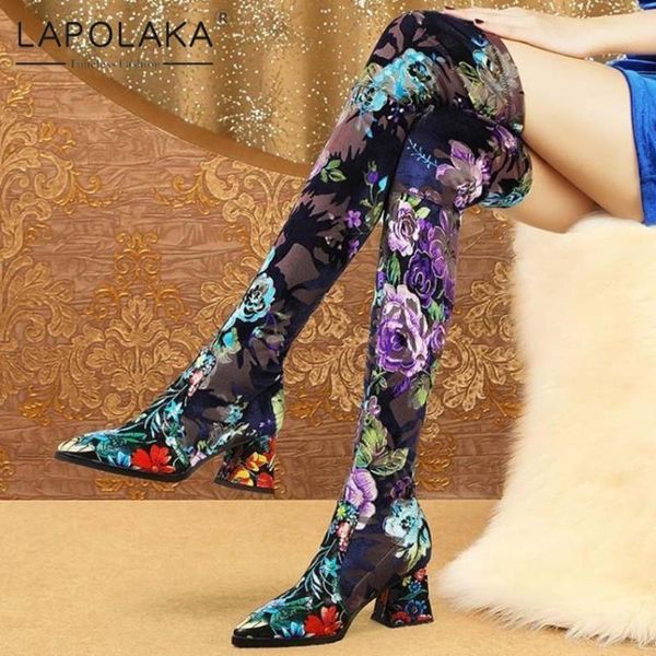 boots lapolaka 2021 arrivals matrure pointed toe thick heels over the knee high woman shoes retro flower slip-on lady, Black
boots lapolaka 2021 arrivals matrure pointed toe thick heels over the knee high woman shoes retro flower slip-on lady, Black